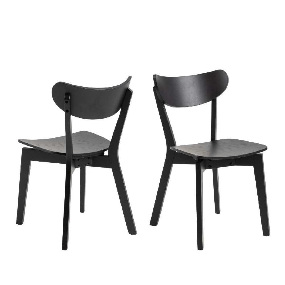 Read more about Riga black wooden dining chairs in pair