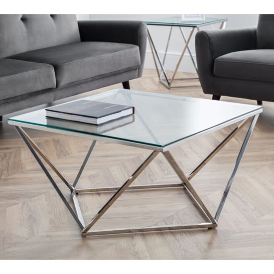 Riga Clear Glass Coffee Table Octagonal With Chrome Base