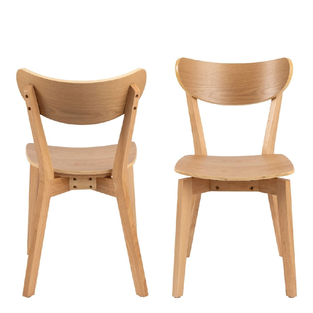 Riga Oak Wooden Dining Chairs In Pair