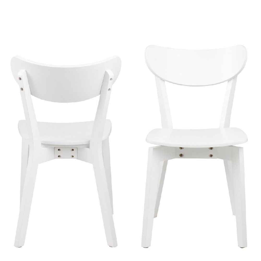 Riga White Wooden Dining Chairs In Pair
