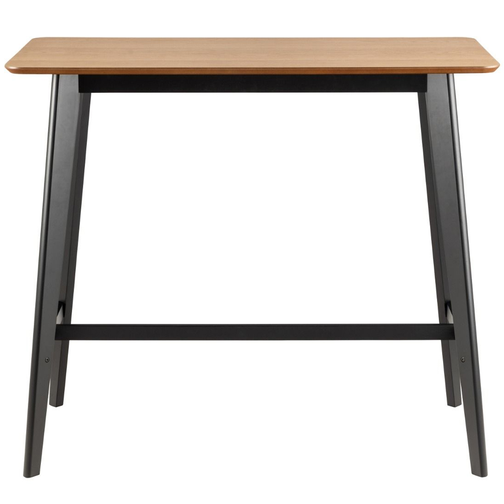 Riga Wooden Bar Table With 4 Black Stools In Oak