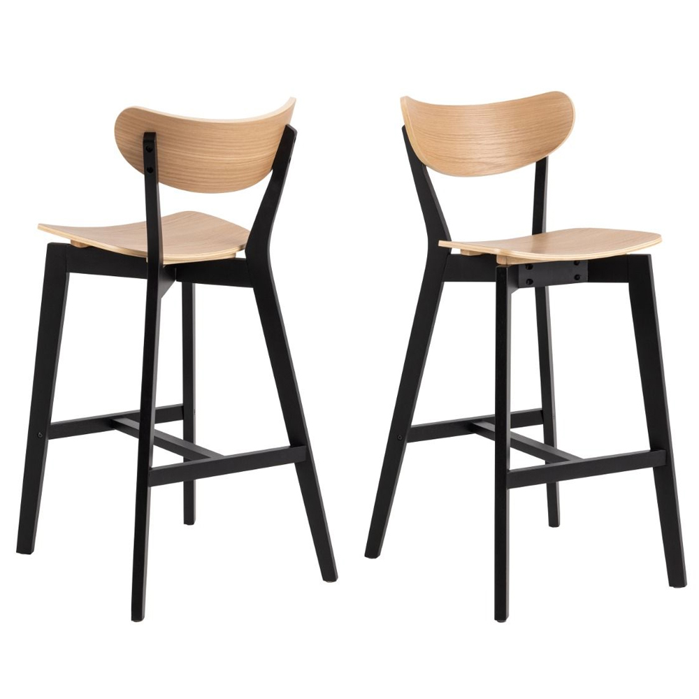 Riga Wooden Bar Table With 4 Stools In Black And Oak