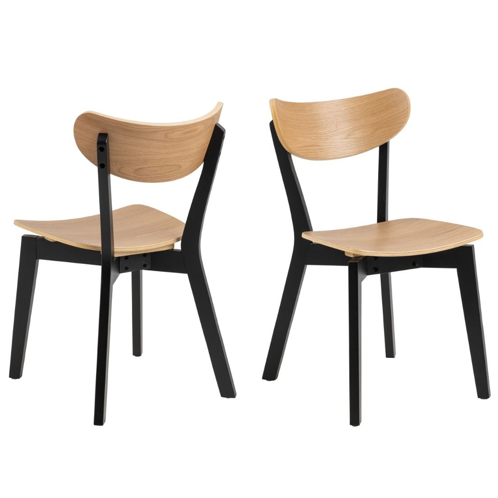 Riga Wooden Dining Table With 4 Chairs In Black And Oak