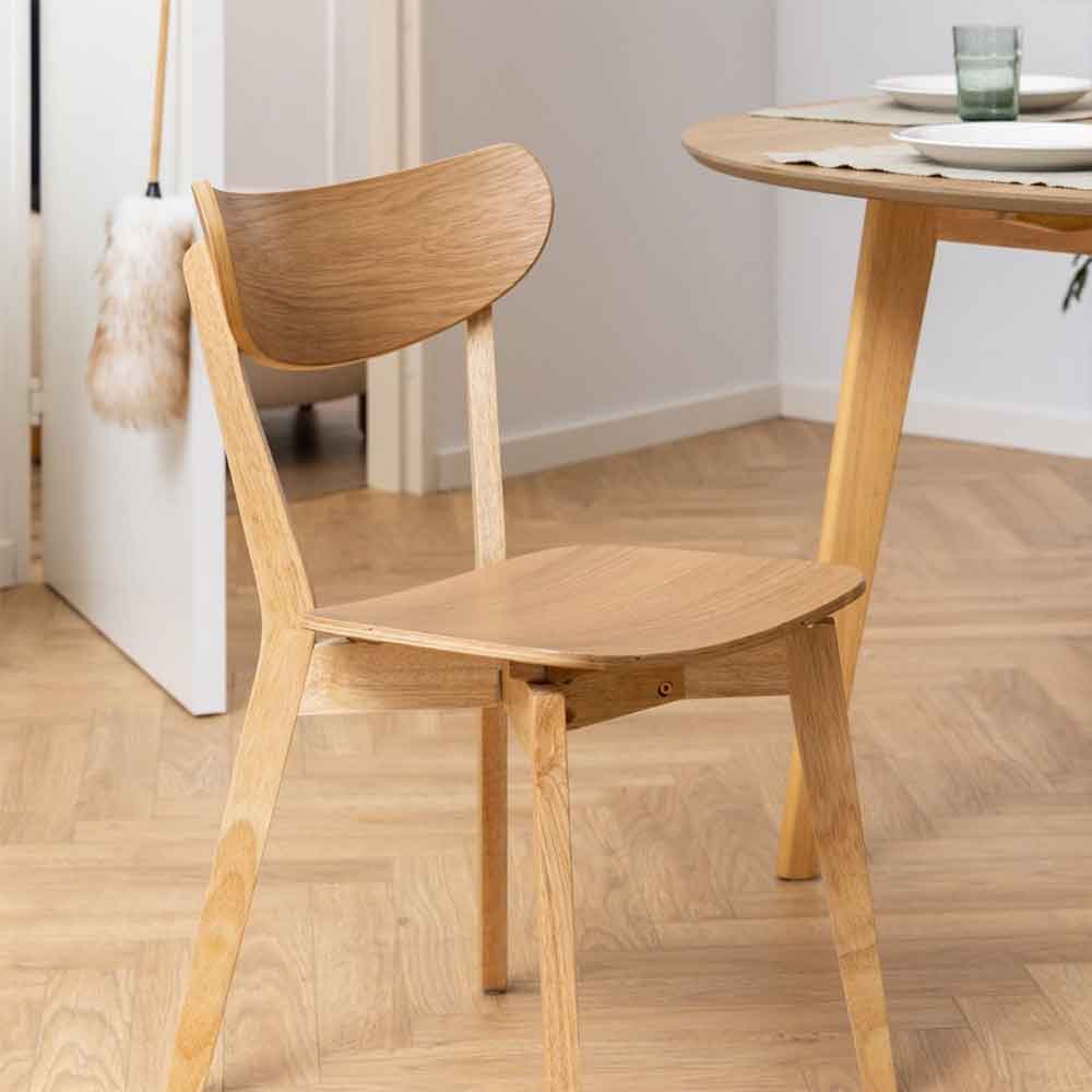 Riga Wooden Dining Table With 4 Chairs In Oak
