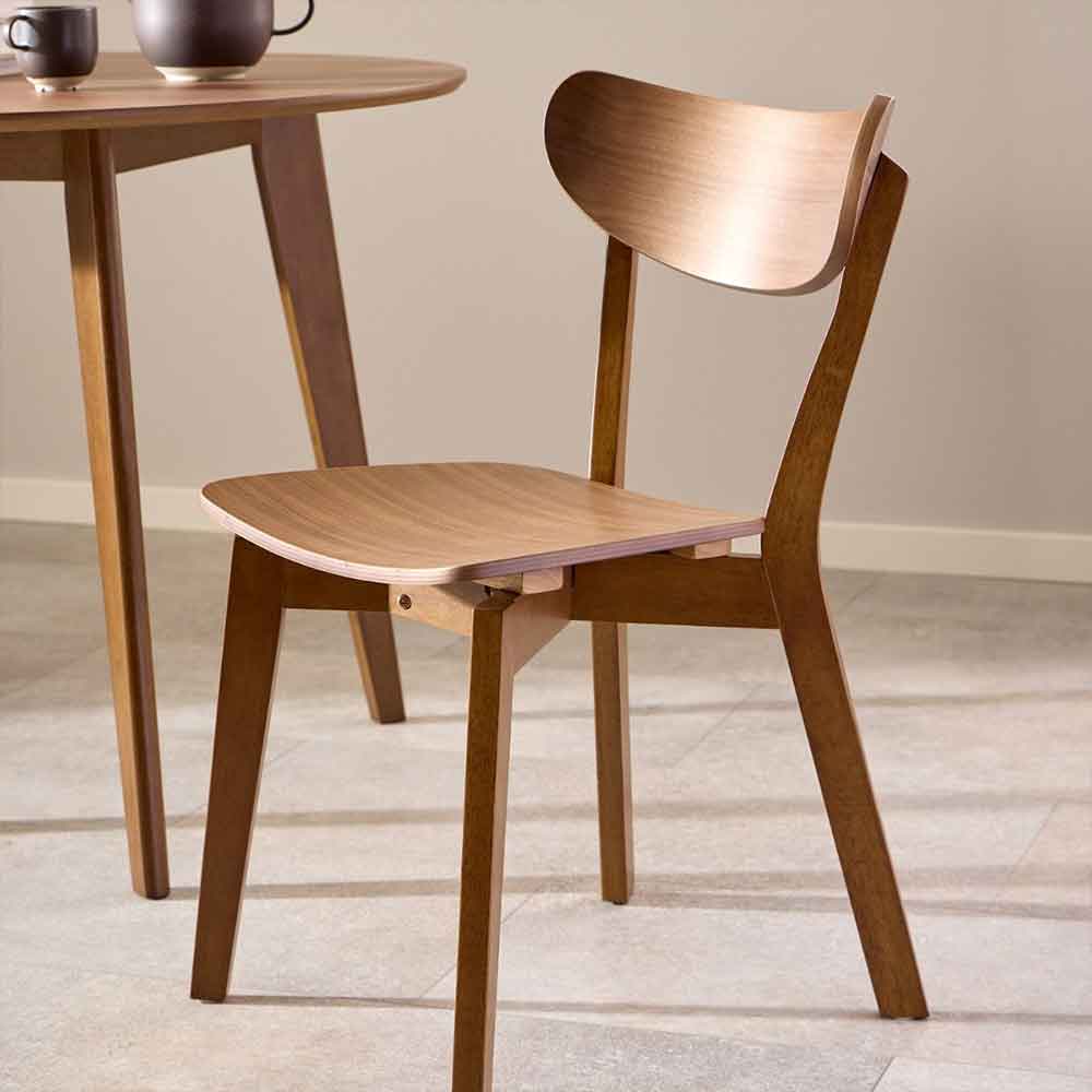 Riga Wooden Dining Table With 4 Chairs In Walnut