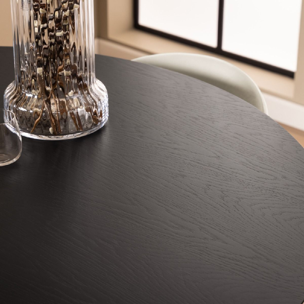 Riga Wooden Dining Table Round Large In Matt Black