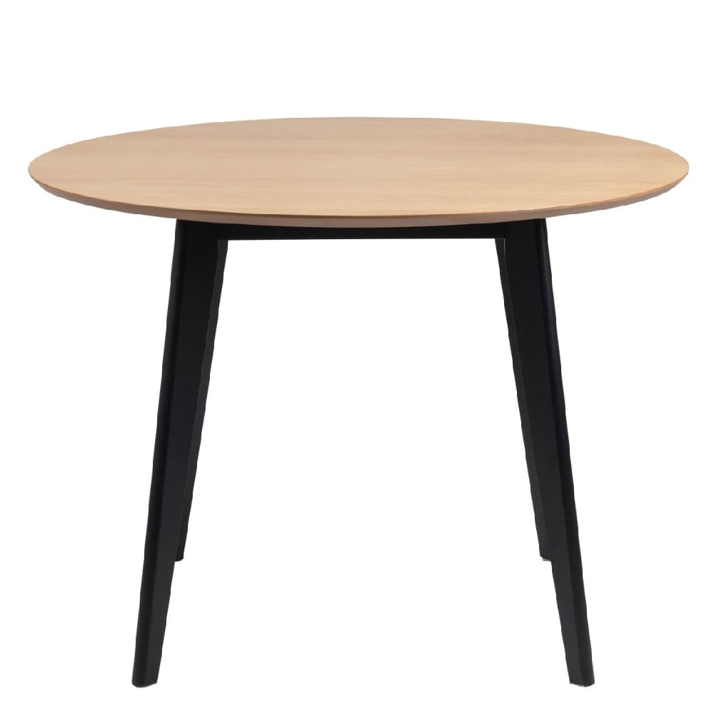 Riga Wooden Dining Table Round In Oak And Black