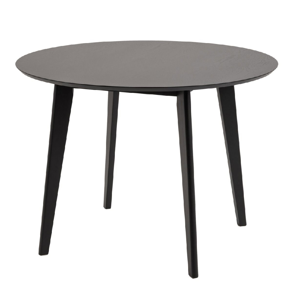 Riga Wooden Dining Table Round Small In Matt Black