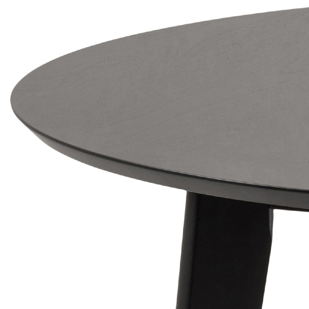 Riga Wooden Dining Table Round Small In Matt Black