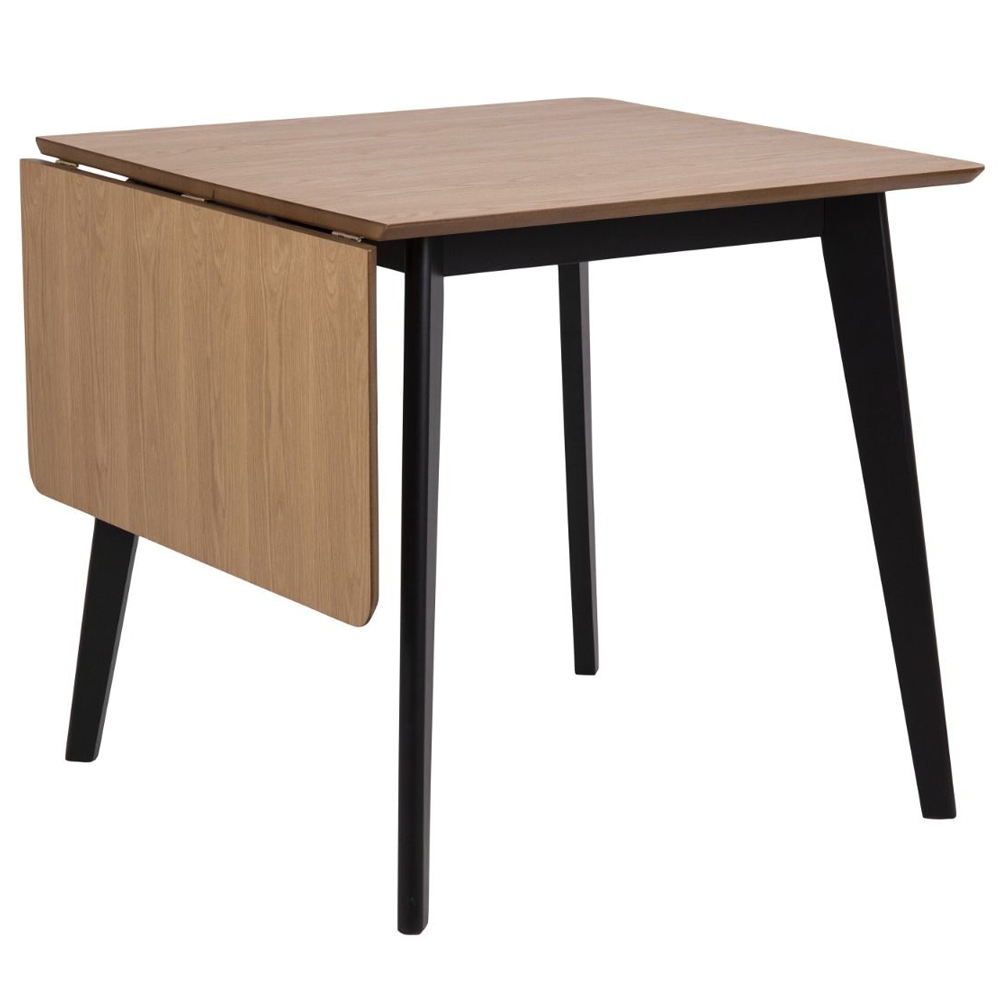 Riga Wooden Drop Lift Dining Table With 4 Chairs In Black And Oak