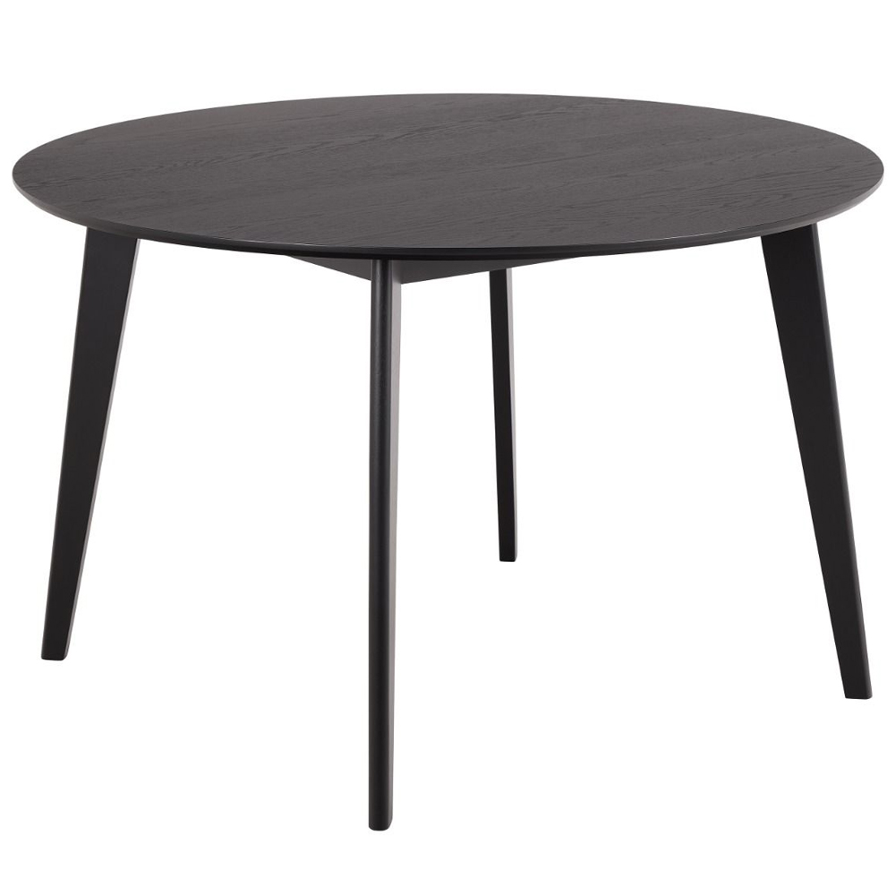 Riga Wooden Round Dining Table With 4 Chairs In Black