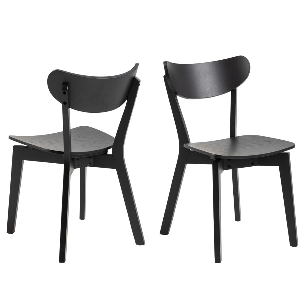Riga Wooden Round Dining Table With 4 Chairs In Black