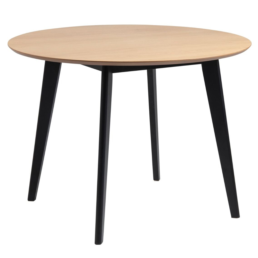 Riga Wooden Round Dining Table With 4 Chairs In Black And Oak