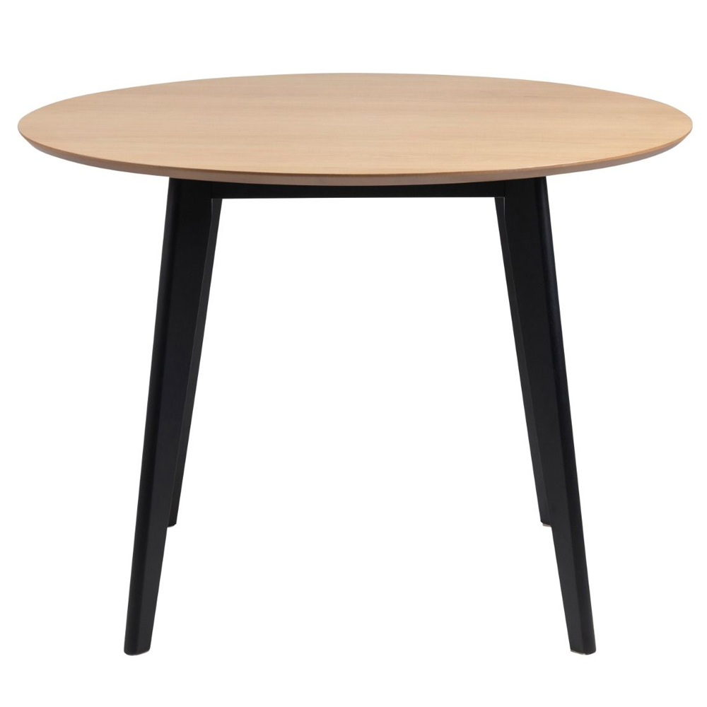 Riga Wooden Round Dining Table With 4 Chairs In Black And Oak