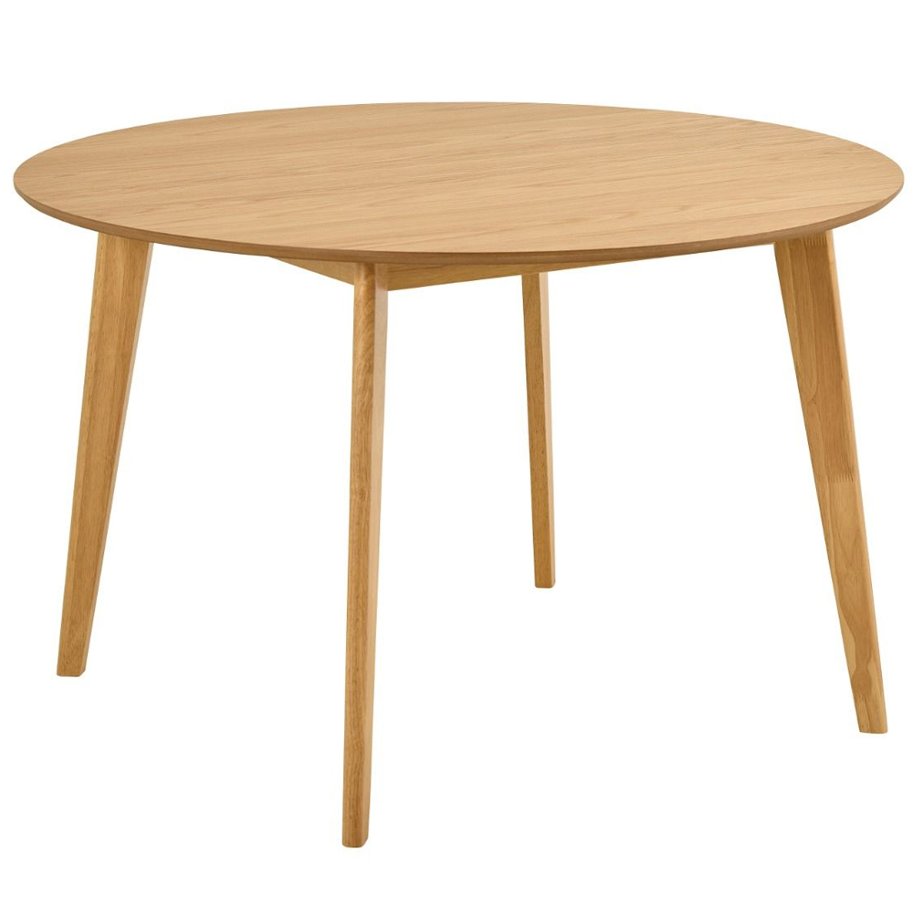 Riga Wooden Round Dining Table With 4 Chairs In Oak