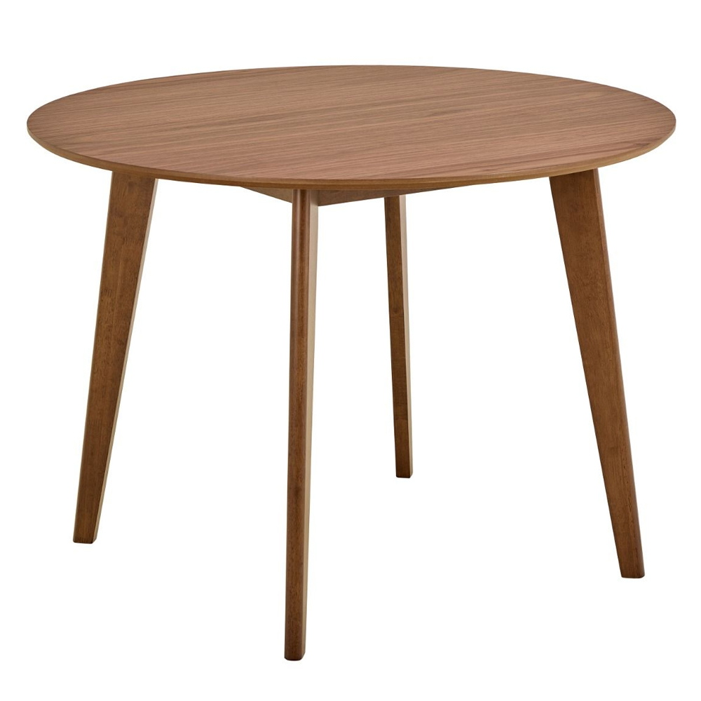 Riga Wooden Round Dining Table With 4 Chairs In Walnut