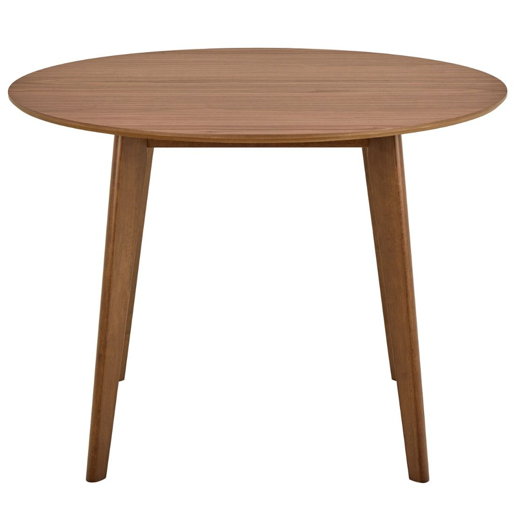 Riga Wooden Round Dining Table With 4 Chairs In Walnut