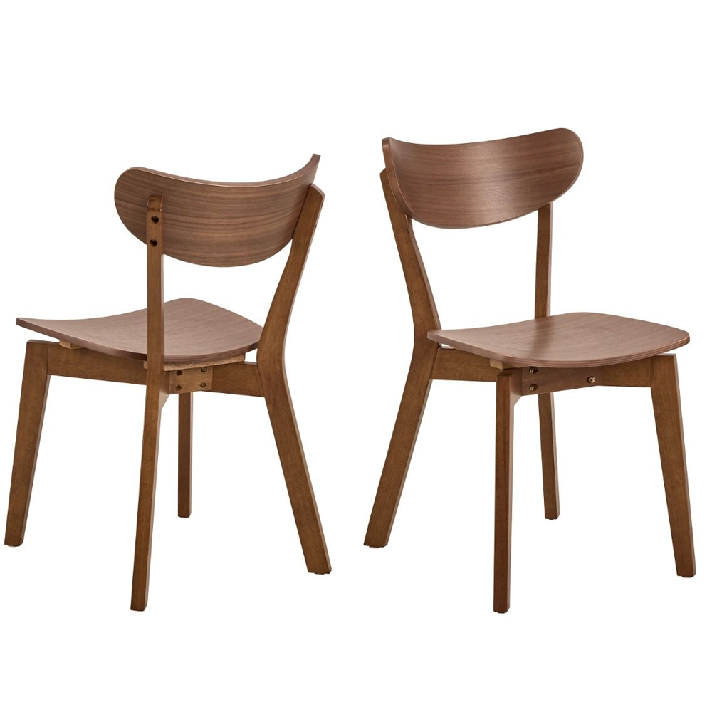 Riga Wooden Round Dining Table With 4 Chairs In Walnut