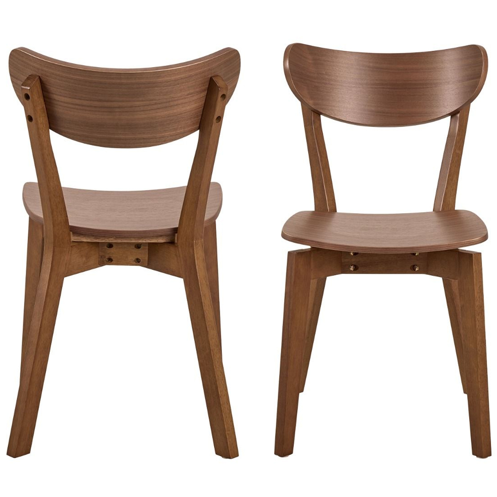 Riga Wooden Round Dining Table With 4 Chairs In Walnut