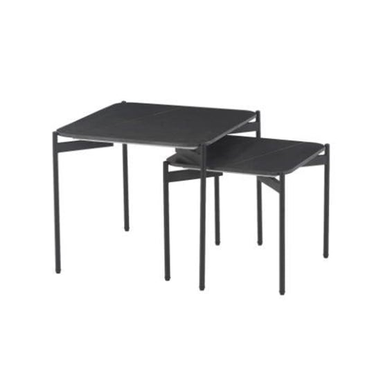 Product photograph of Riley Ceramic Top Nest Of 2 Tables In Lawrence Black from Furniture in Fashion