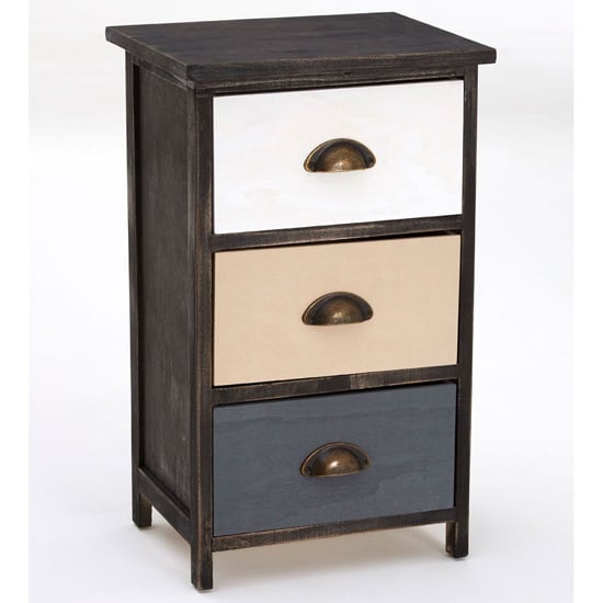 Read more about Riley wooden chest of 3 drawers in multicolour