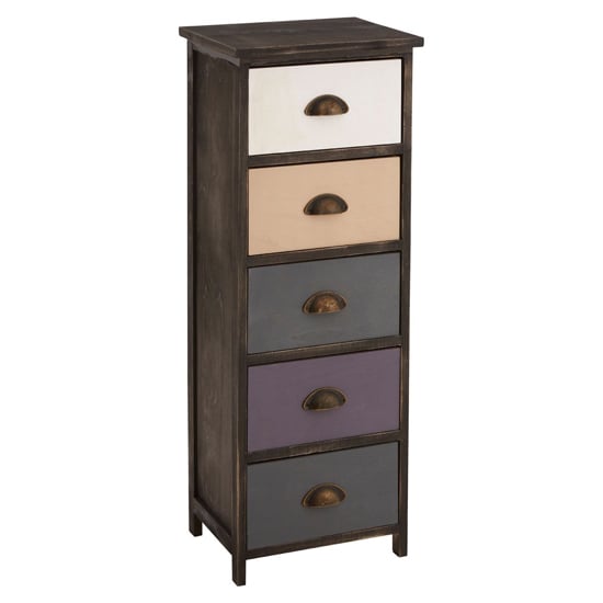 Photo of Riley wooden chest of 5 drawers in multicolour