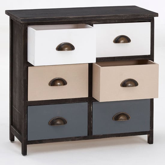 Riley Wooden Chest Of 6 Drawers In Multicolour
