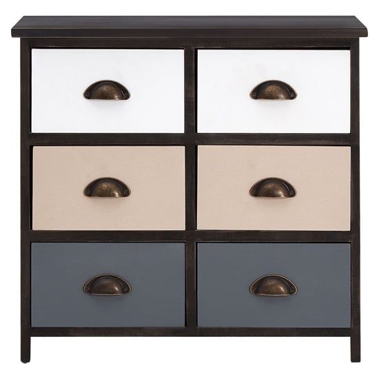 Riley Wooden Chest Of 6 Drawers In Multicolour