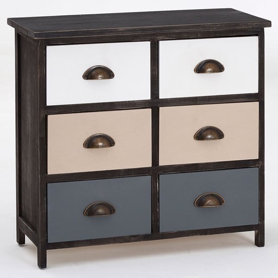 Read more about Riley wooden chest of 6 drawers in multicolour