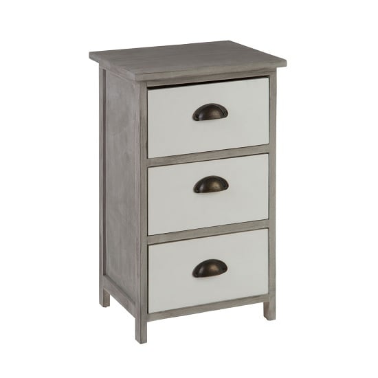 Riley Wooden 3 Drawers Chest In Grey With White Fronts