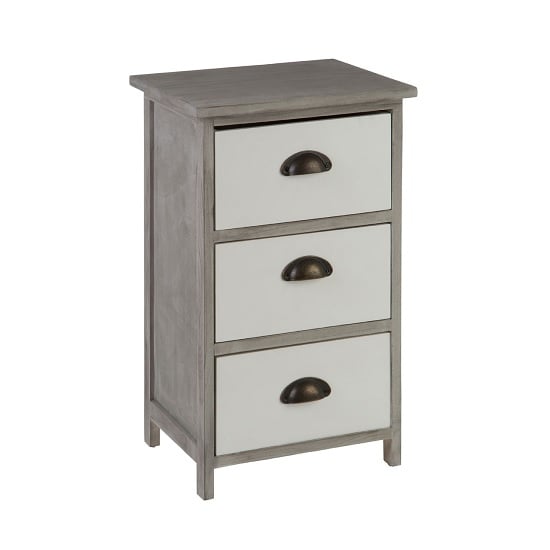 Photo of Riley wooden 3 drawers chest in grey with white fronts