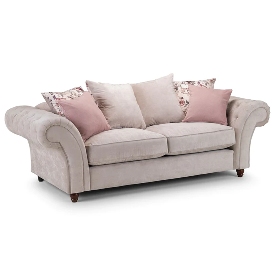 Rima Fabric 3 Seater Sofa In Beige