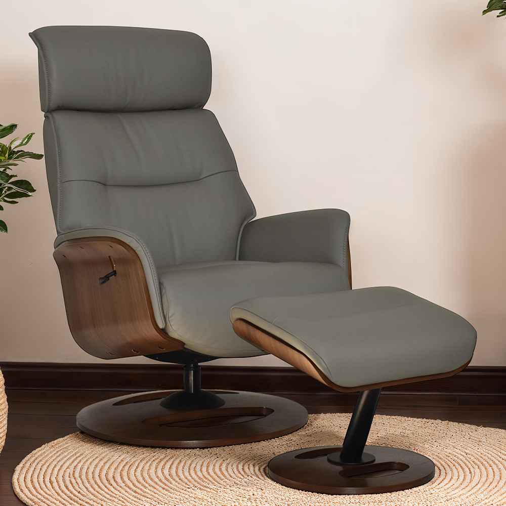 rimbey faux leather recliner chair with stool in husky-image-124437