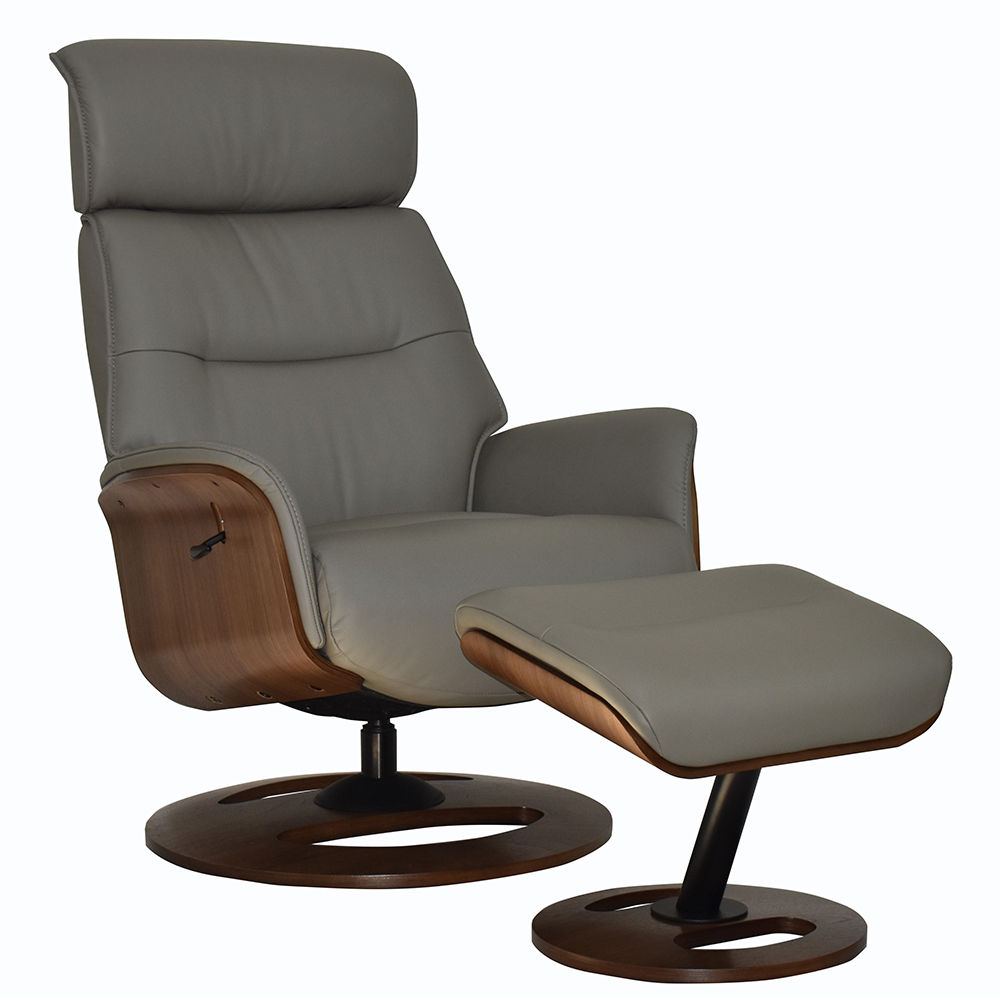 Rimbey Faux Leather Recliner Chair With Stool In Husky