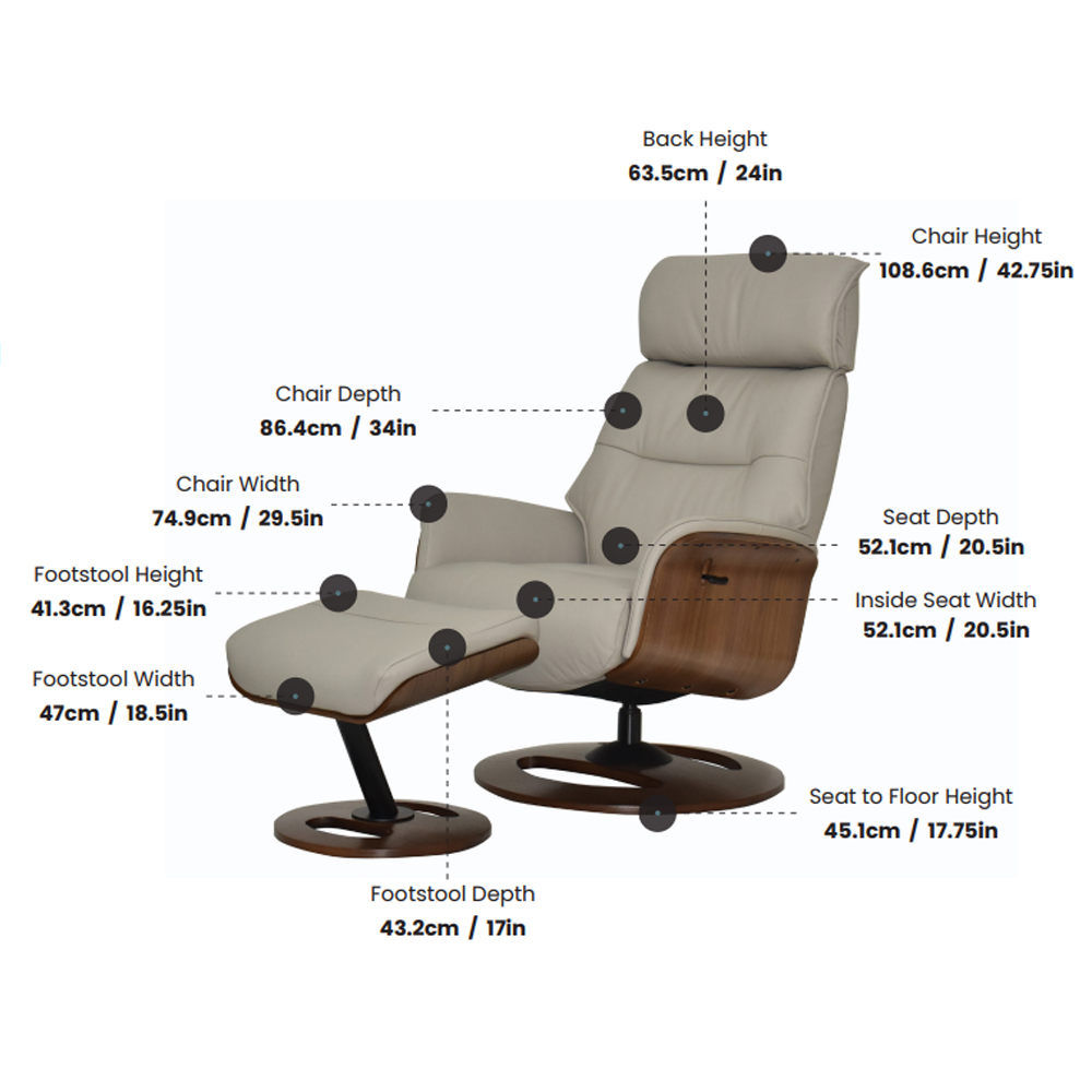 Rimbey Faux Leather Recliner Chair With Stool In Husky