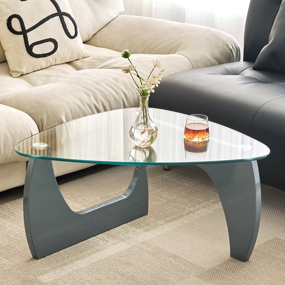 Rimdoc Clear Glass Coffee Table With Grey High Gloss Base