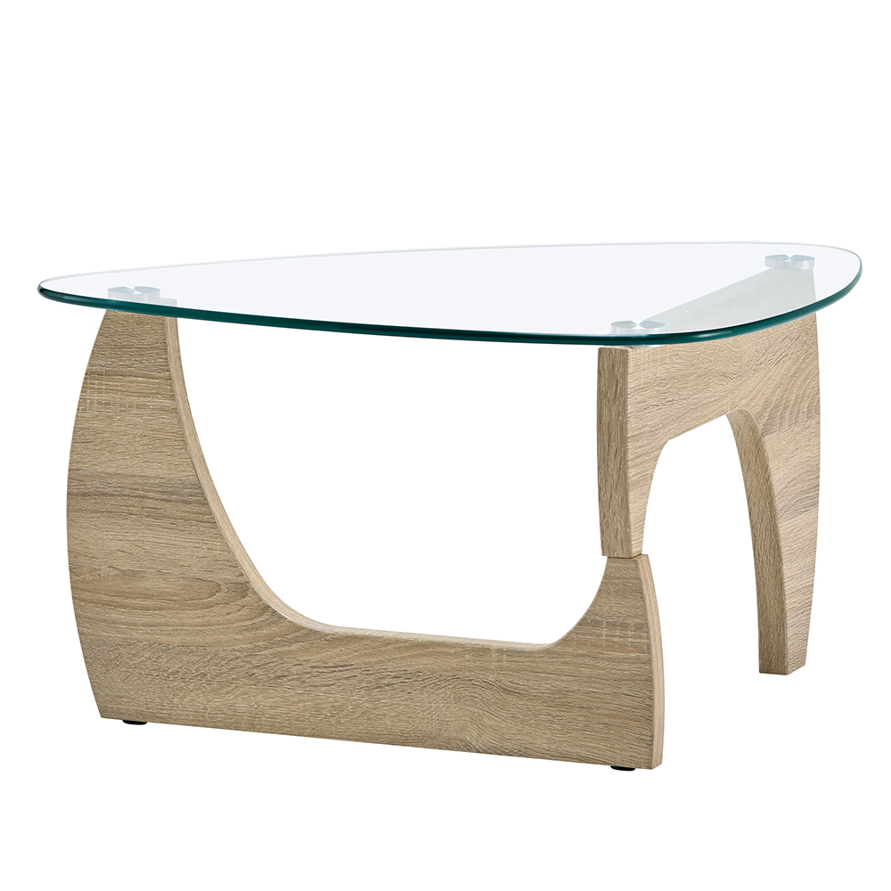 Rimdoc Clear Glass Coffee Table With Oak Wooden Base