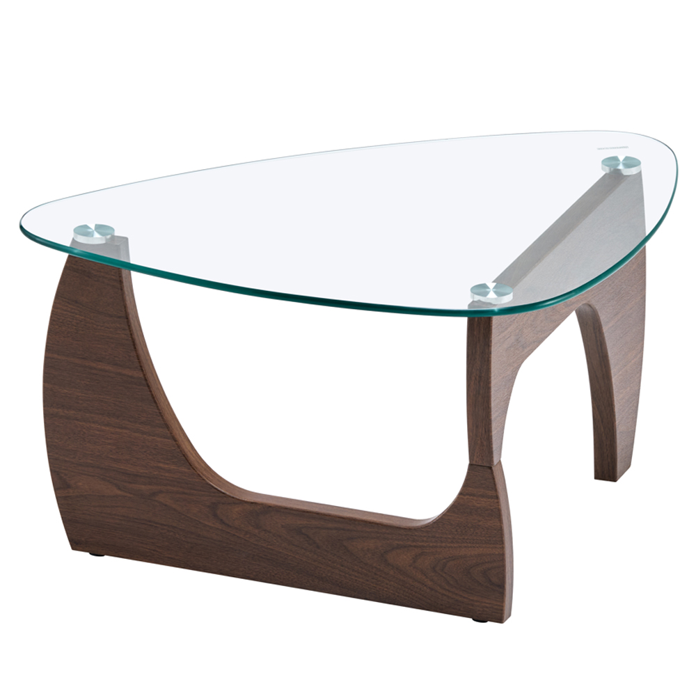 Rimdoc Clear Glass Coffee Table With Walnut Wooden Base