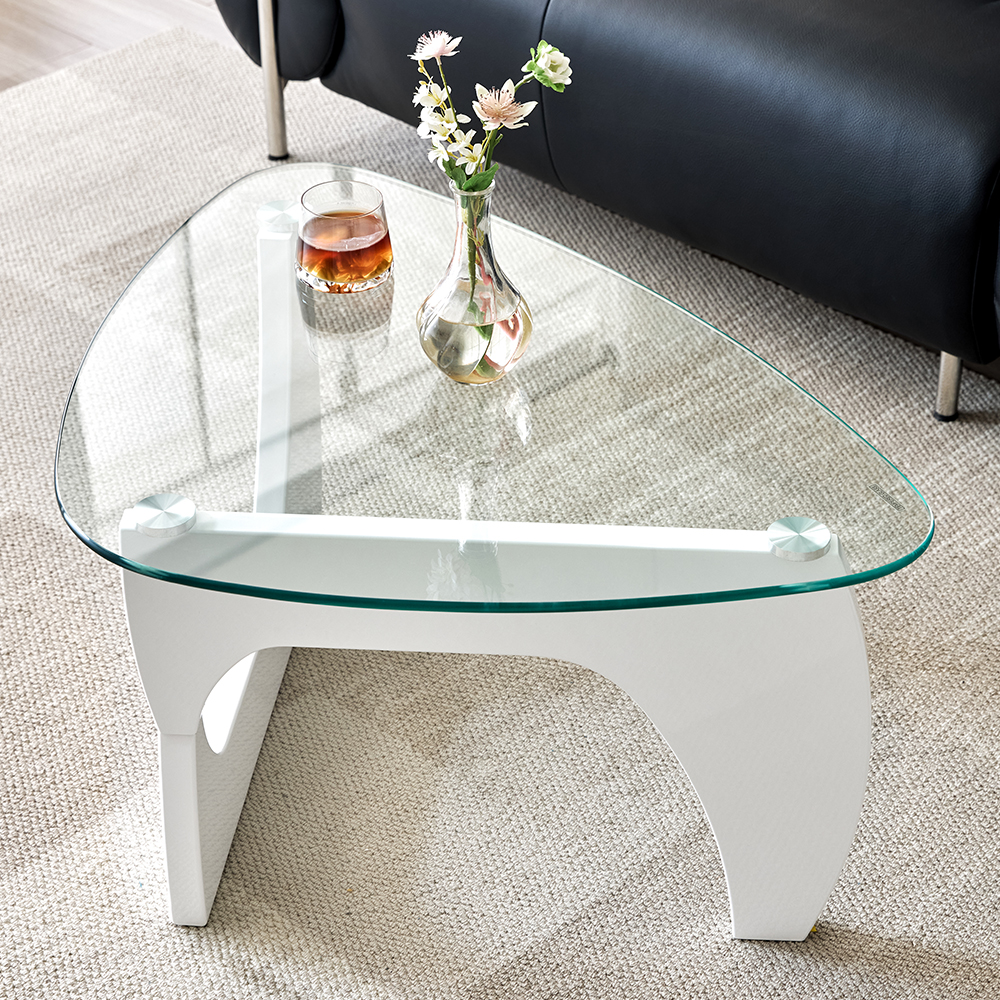 Rimdoc Clear Glass Coffee Table With White High Gloss Base