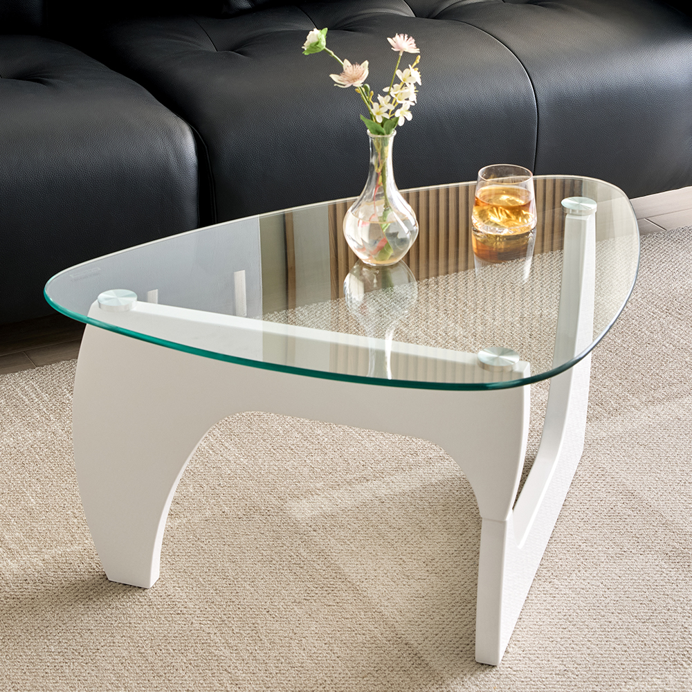 Rimdoc Clear Glass Coffee Table With White High Gloss Base