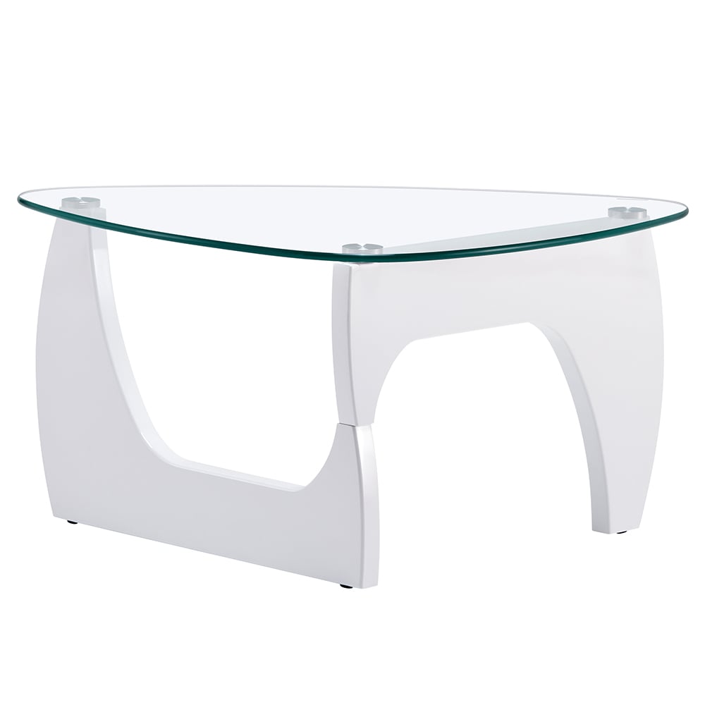 Rimdoc Clear Glass Coffee Table With White High Gloss Base
