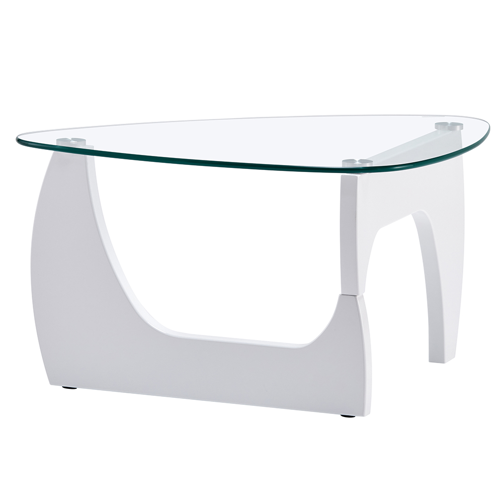 Rimdoc Clear Glass Coffee Table With White High Gloss Base