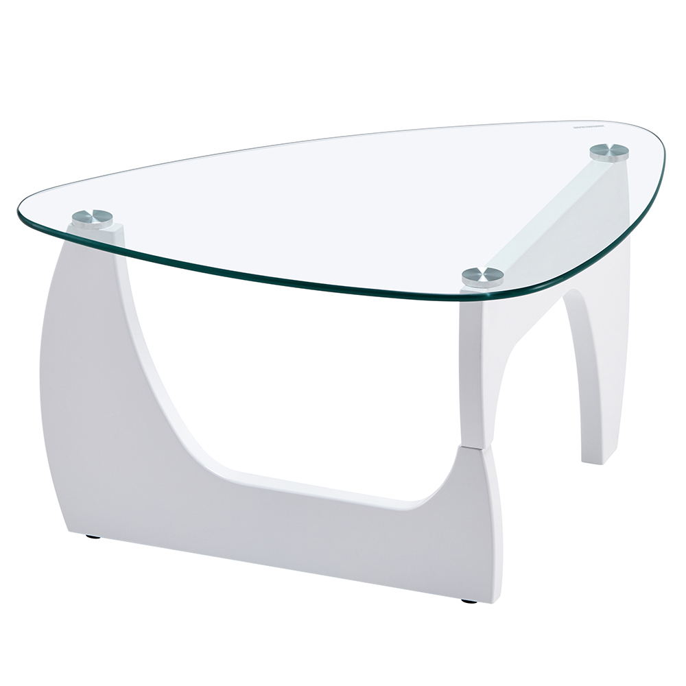 Rimdoc Clear Glass Coffee Table With White High Gloss Base