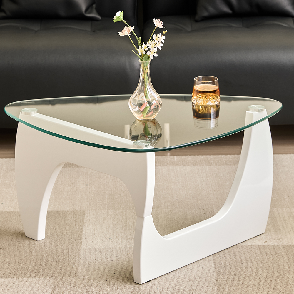Rimdoc Clear Glass Coffee Table With White High Gloss Base