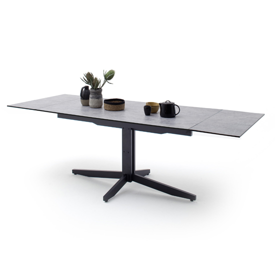 Product photograph of Rimini Extending Glass Dining Table In Concrete Effect from Furniture in Fashion