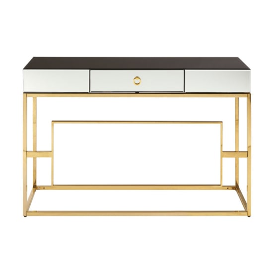 Rimini Glass Top Console Table In Black And Gold FiF