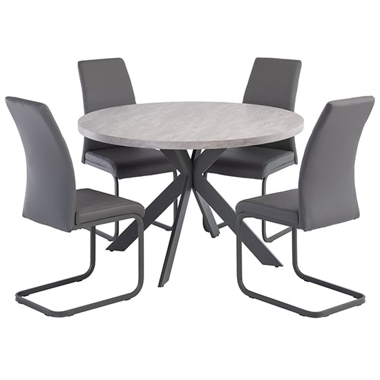 Rimini Grey Wooden Dining Table With 4, Light Grey Wooden Dining Table And Chairs