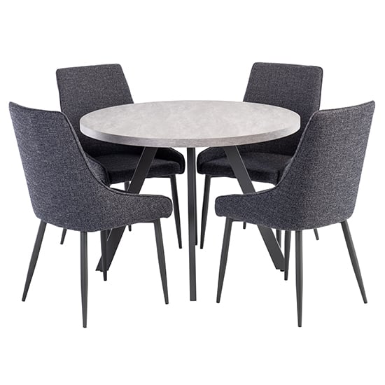 Product photograph of Remika Light Grey Dining Table With 4 Remika Blue Chairs from Furniture in Fashion