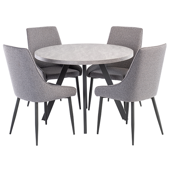 Photo of Remika light grey dining table 4 remika mineral grey chairs