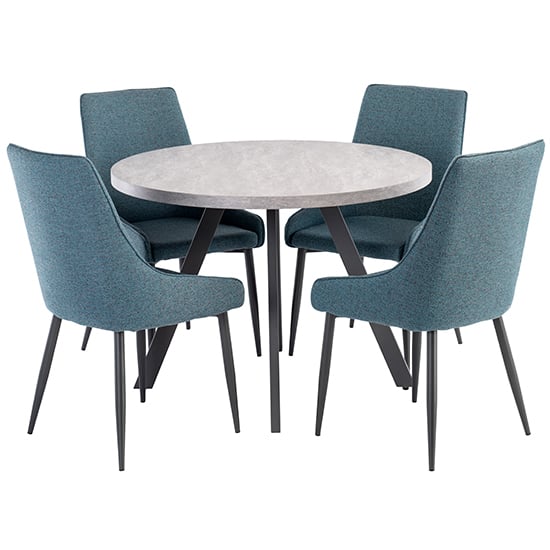 Remika Light Grey Dining Table With 4, White Dining Table With Teal Chairs And Tables